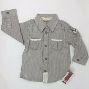 Kanz Baby Boys Brown & Ivory Button-down Shirt NEW